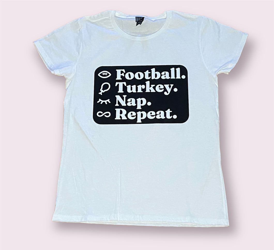 Football Turkey Nap Repeat Tee